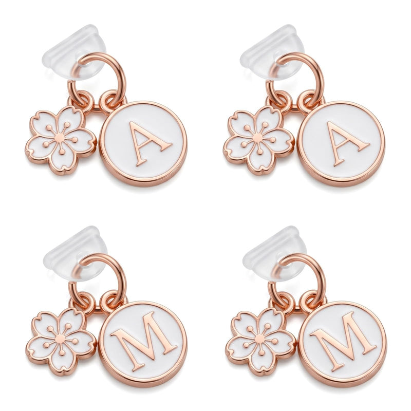White Alphabet A-Z Letter Flower Charm Phone Dust Plug, Anti-Dust Jack Cover for iPhone & Type-C Devices, Cute Mobile Accessory Gift (M Type-C,wihte) M Type-C wihte