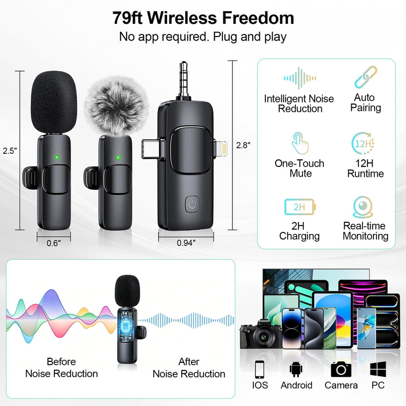 Content Creator Essentials Vlogging Kit for iPhone, Tripod & Wireless Mic | 71" Tripod with light, remote, selfie stick, phone stand. Designed for TikTok, YouTube, video recording