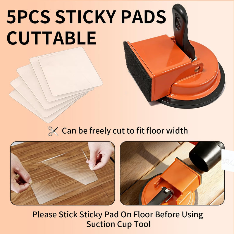 Floor Gap Fixer Tool, Floor Gap Tool(Vacuum Suction Cup & 5 PCS Sticky Pads), Heavy Duty Plank Grabber for Flooring Gap Repair Tool 1