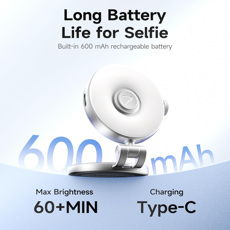 7RYMS 7Lite L1 Magnetic Selfie Light for MagSafe iPhone, LED Fill Light | CRI95 Lighting, 360° Rotation and Built-in Mirror. Magnetic Mount for Selfies, Video Call, Streaming and Photography (Silver) Silver