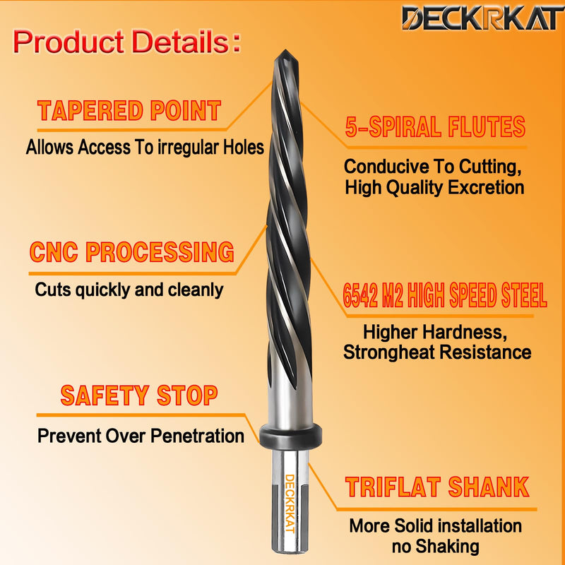 3/4" Reamer Drill Bit for Metal, M2 HSS Taper Reamer for Steel, Alloy, Wood, Plastic to Align, Enlarge Holes – 5-Spiral Flutes, 1/2" Non-Slip Shank, 19mm Car Reamer, Bridge Construction Reamer. 3/4"