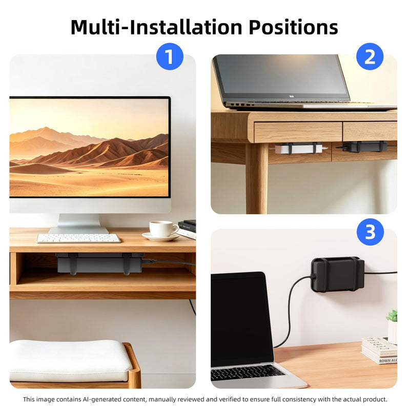 Upgraded Laptop Charger Holder,Adjustable Silicone Strap Power Brick Organizer With Heat Dissipation,Under Desk Cable Management Mount For Most Power Adapters,Chargers, Included Screws & Adhesive Black
