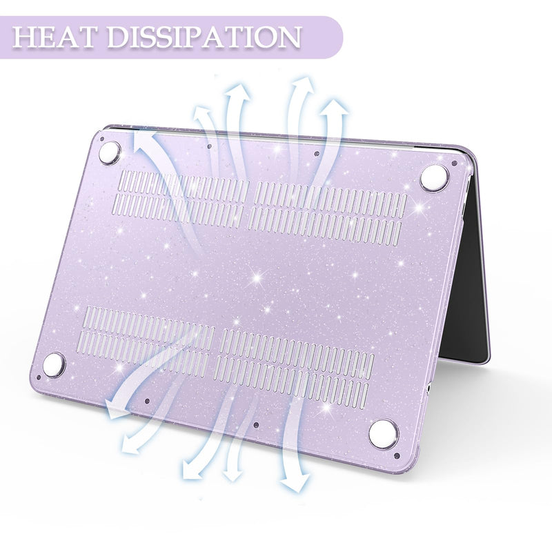 B BELK Compatible with MacBook Neo Case 13 inch 2026 A3404, Glitter Purple | Crack & Scratch Resistant Cover Protective Ultra-Thin Hard Shell with 2 Keyboard Covers & Screen Film