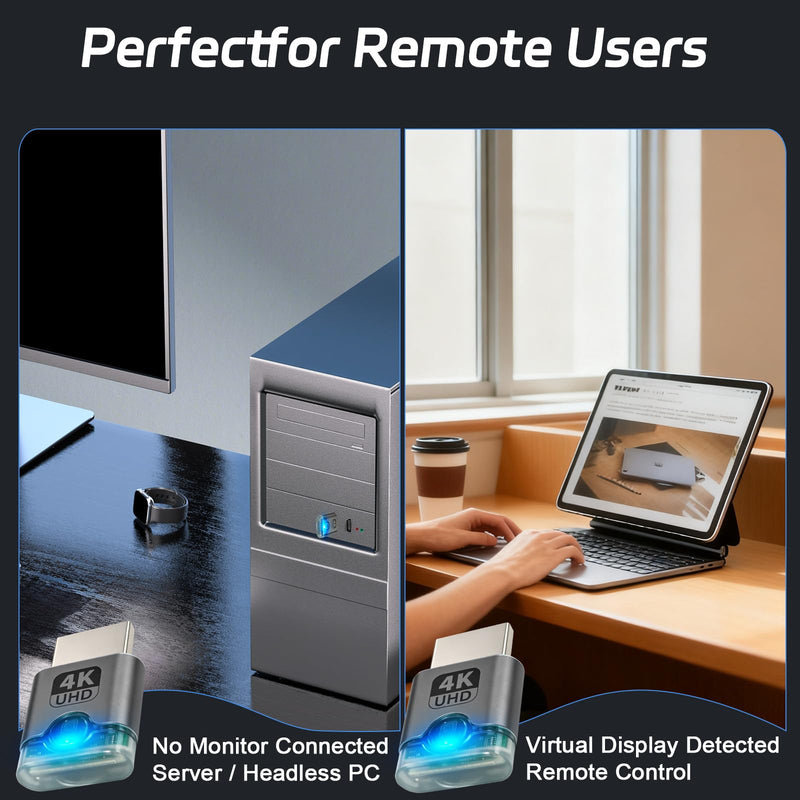 HDMI Dummy Plug 4 Pack for Remote Using PC Computer without Actual Monitor | 4K@60Hz 2K@60Hz 1080P@120Hz EDID Emulator, Virtual Monitor Emulator, HDMI Headless Adapter for Remote PC/Laptop, Plug & Play