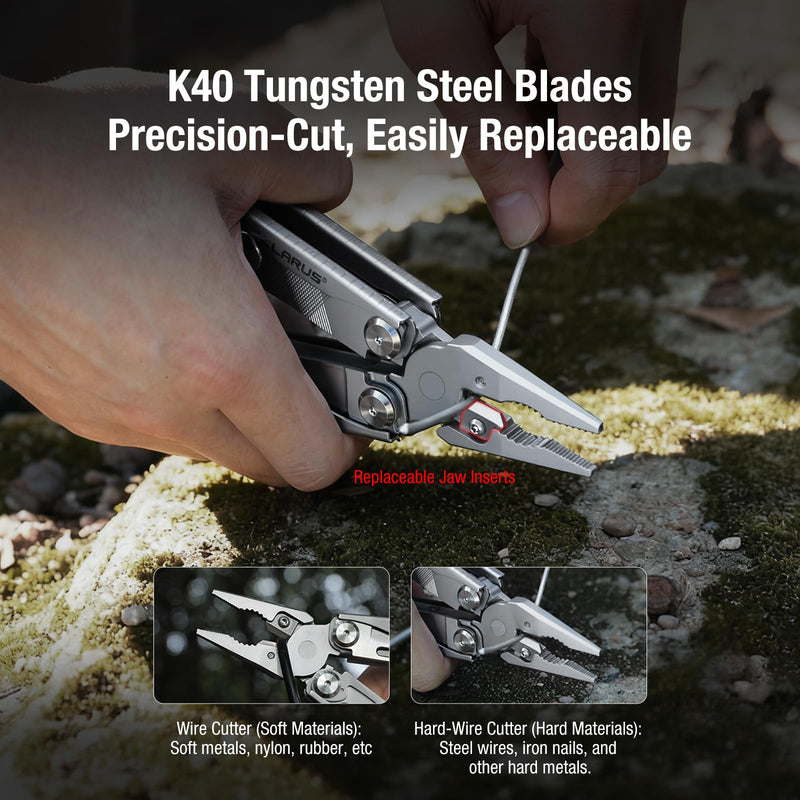 Klarus MT07 20-in-1 Multitool, Heavy Spring Pliers, Topographic Texture Finish, Dual Lock System, High-Carbon Stainless Steel, Includes Nylon Sheath – Pocket Tool for EDC, Outdoor, and Gifts Silver