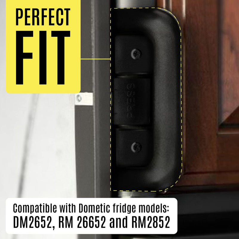 Mission Automotive [2 Pack] RV Refrigerator Door Latch fits Dometic Fridge DM2652, RM2652, RM2852 - Black #3851174023 Refrigerator Replacement Handles - Camper and RV Freezer Door Handle Replacement