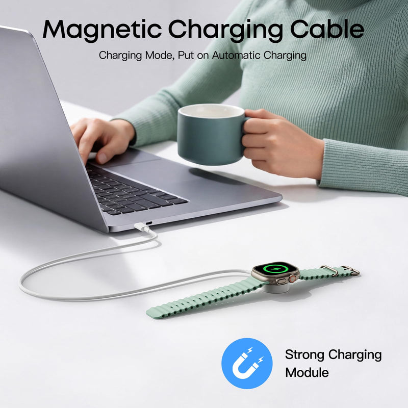 2026 Upgraded Wireless Charging USB-C 3.3FT Cable for Apple Watch Charger | iWatch Portable Travel Apple Watch Magnetic Charger Compatible with Apple Watch Series Ultra/SE 3/SE 2/11/10/9/8/7/6/5/4/3/2 3.3ft-Whtie