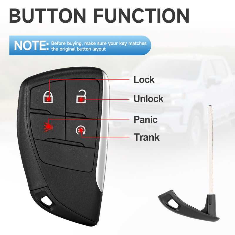 Smart Key Fob Replacement Remote fits for Chevy Blazer EV 2024-2025 Colorado 2023-2026 Equinox EV 2024-2026 Silverado 2021-2026 Tahoe 2022-2025 Traverse 2025-2026 Car Keyless Entry YG0G21TB2 433Mhz