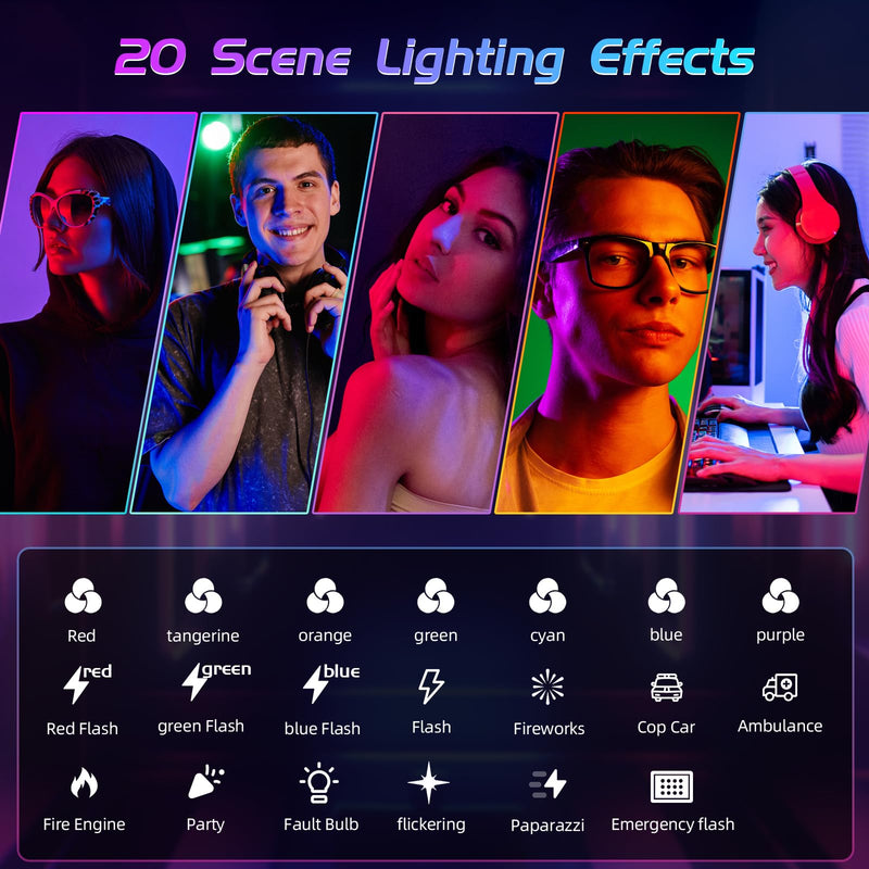 RGB Light - BANSINE USB-Rechargeable RGB Selfie Light with 97+ CRI, 2500K-6500K 360° Full Color Video Light with 20 Lighting Effect for Party Video, Live Streaming and Photography