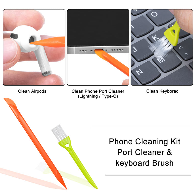 Screen Cleaner 2 Pack, Mobile Phone Screen Wipe, Laptop Cleaning Electronic Kit for Airpods, Car, iPhone, iPad, Macbook, Tablet, Monitor,Lens, TV with Cloth, Brush and Pen - Black Black