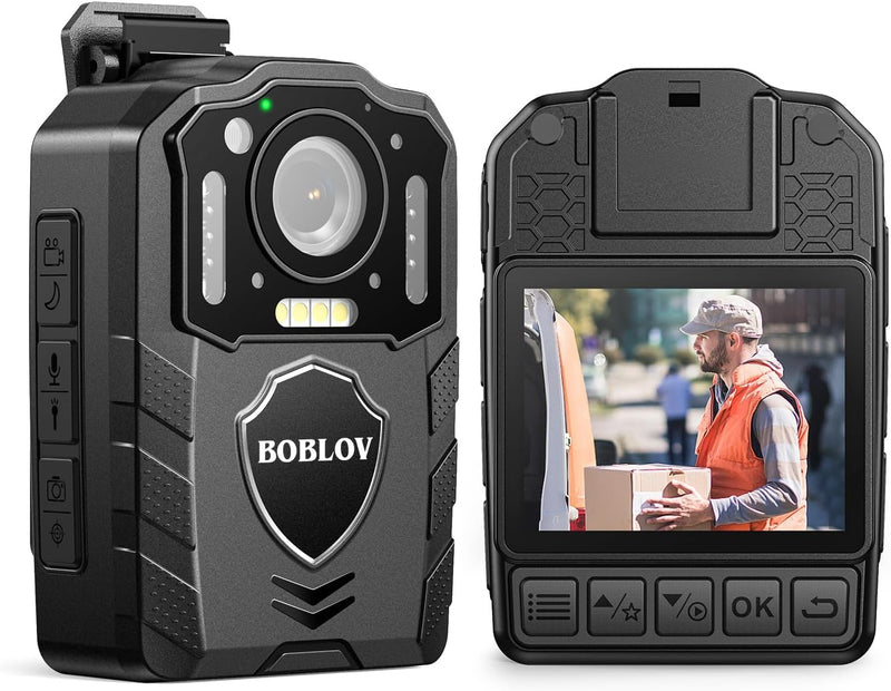 BOBLOV KJ25 128GB Body Camera, 3000mAh with 10-13Hrs Recording, Affordable Body Cam with Night Vision, External TF Card with Exchange for Hiking, Delivery, Law Enforcement(128GB)