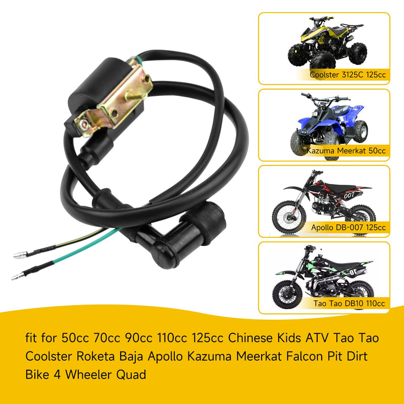 HIAORS Ignition Coil and A7TC Spark Plug for Coolster 125cc 110cc 90cc 70cc 50cc Taotao DB10 Cheetah Roketa Baja Kazuma Meerkat 50 Falcon 90 Apollo DB21 Chinese Kids ATV Quad 4 Wheeler Dirt Bike Parts