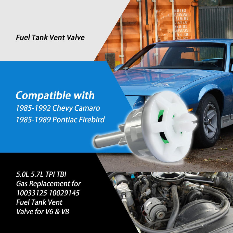 Fuel Tank Vent Valve Compatible with 1985-1992 Camaro/Firebird 5.0L 5.7L TPI TBI Gas Fuel Tank Vent Valve replace HT10033125 10033125 10029145 Compatible V6 & V8