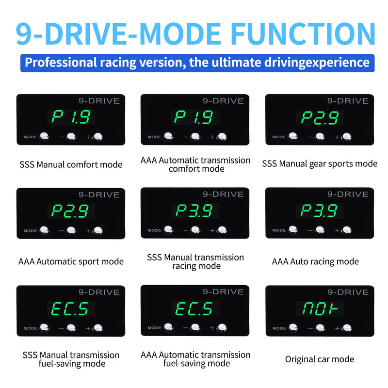 Throttle Response Controller, 9 Drive 9-Mode Smart Electronic Racing Accelerator for Ford Trucks F250 F350 F450 F550 Mustang Taurus Focus Expedition Mondeo Ranger Sport Discovery Mazda (861) 861