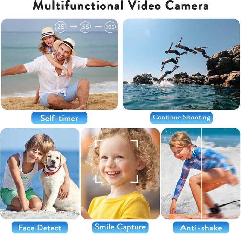 Video Camera Camcorder Digital Camera Recorder for YouTube Full HD 1080P 30FPS 36MP 3.0" 270゜Rotation LCD Video Cameras for Filming with Microphone,32GB SD Card, 2 Batteries for Kids Students Elderly