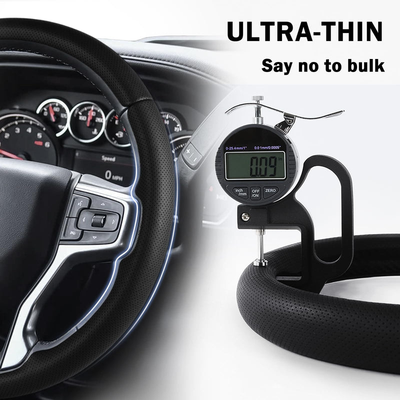 Steering Wheel Cover for Chevy Silverado 1500 2019-Present/ 2500 3500 2020-Present/Blazer 2019-Present (Gasoline Models)/ Suburban Tahoe 2021-2024, Car Steering Wheel Cover Accessories for Chevrolet Black Perforated Leather For Silverado 1500 2019-Now