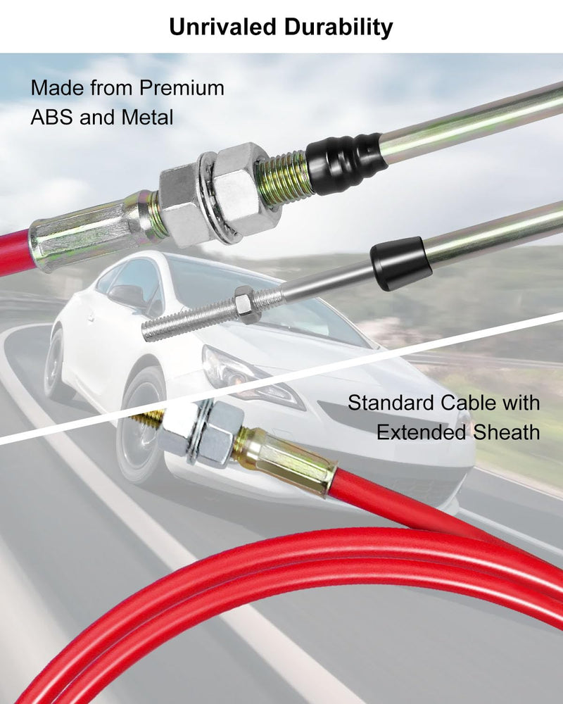 80833 Shifter Cable Fit for B&M Transmission Shift Lever with Eyelet End, 5ft Long Automatic Transmission Shifter Cable AF72-1002 BMM-80833 0.375 Inch Outer Diameter Red Replace 80605