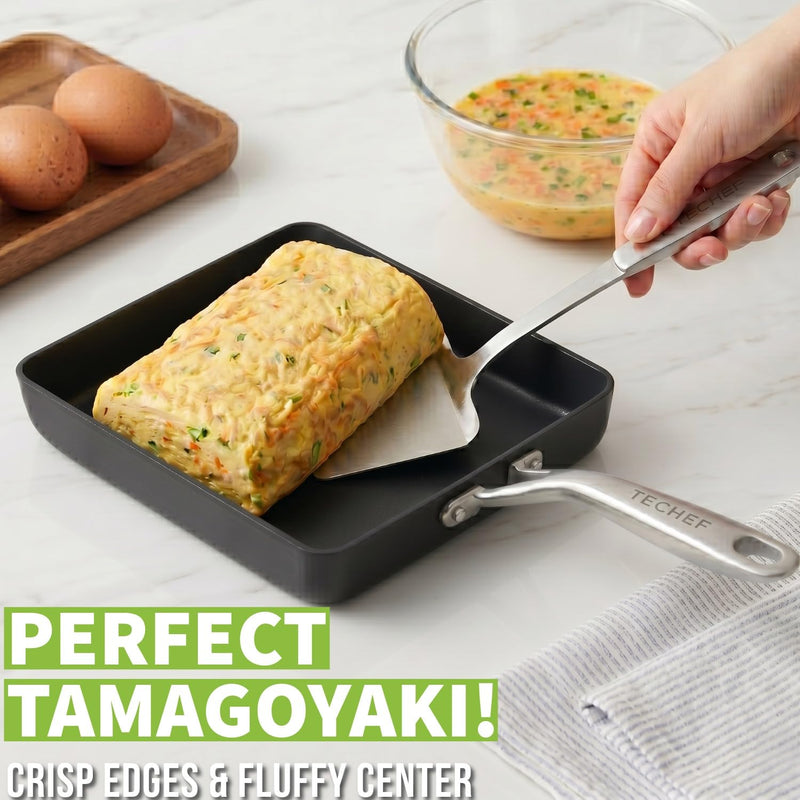 TECHEF - Onyx Collection, Nonstick Tamagoyaki Japanese Omelette Pan/Egg Pan (PFOA Free), Made in Korea Square Omelette Pan