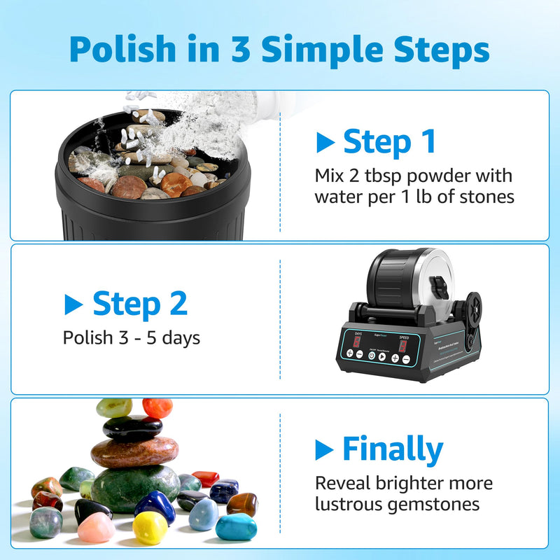 8000 Grit Aluminum Oxide Rock Tumbler Polish – Final Stage (Step 5), High Gloss Polishing Powder for Rocks, Gems, Glass & Jewelry Making, Polish Refill, 1 lb Advanced Polish : 8000 Grits