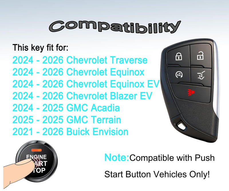 Keyless Entry Remote Control Smart Key Fob for Chevrolet Equinox 2024-2026 | YIKEBALOG 5-Buttons Proximity Key Fob Replacement for Chevrolet Traverse Blazer EV 2024-2026/GMC Acadia 2024-2025 YG0G21TB2
