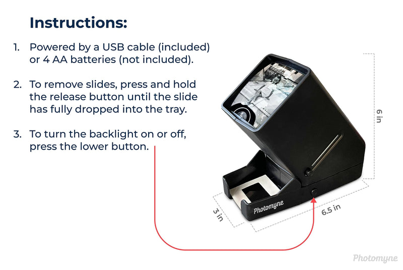 Photomyne 35mm Slide Viewer – 3X Magnification LED Light | Rediscover Every Slide in Vivid Detail