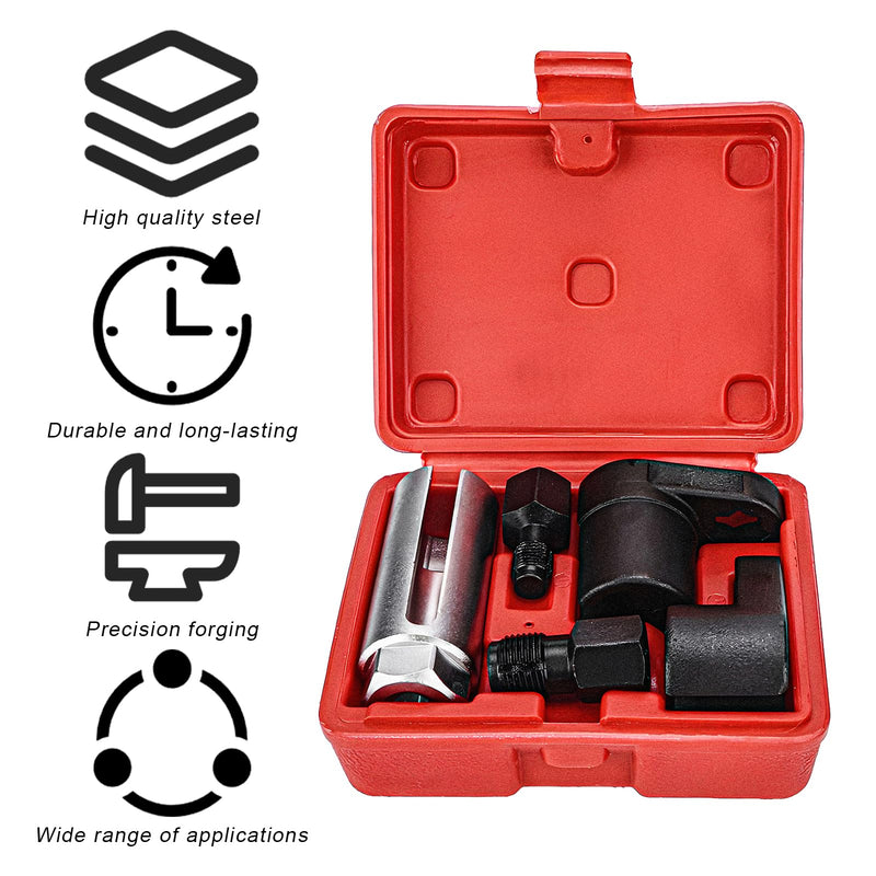 5 PCS Automotive Oxygen Sensor Socket Removal Tool Set, O2 Sensor Wrench and Thread Chaser Set Offset Oxygen Remover, O2 Oxygen Sensor Socket Set Wrench Remover Tool Kit