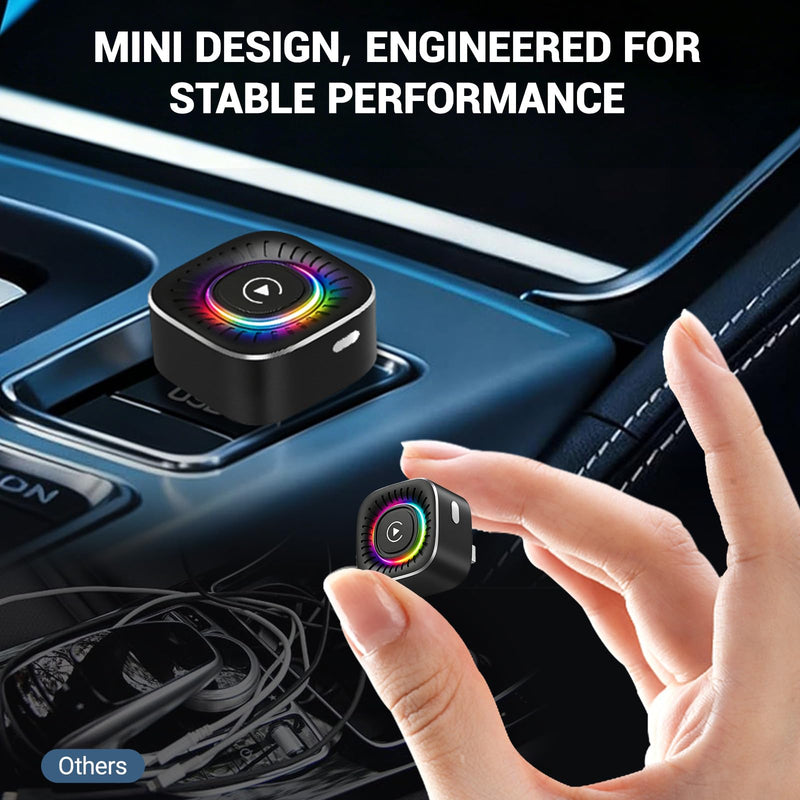 Wireless CarPlay Adapter & GPS Tracker, 2-in-1 Mini USB Dongle with Fast Auto Reconnect CarPlay Wireless Adapter, Plug and Play for OEM Factory Wired CarPlay Vehicles Black