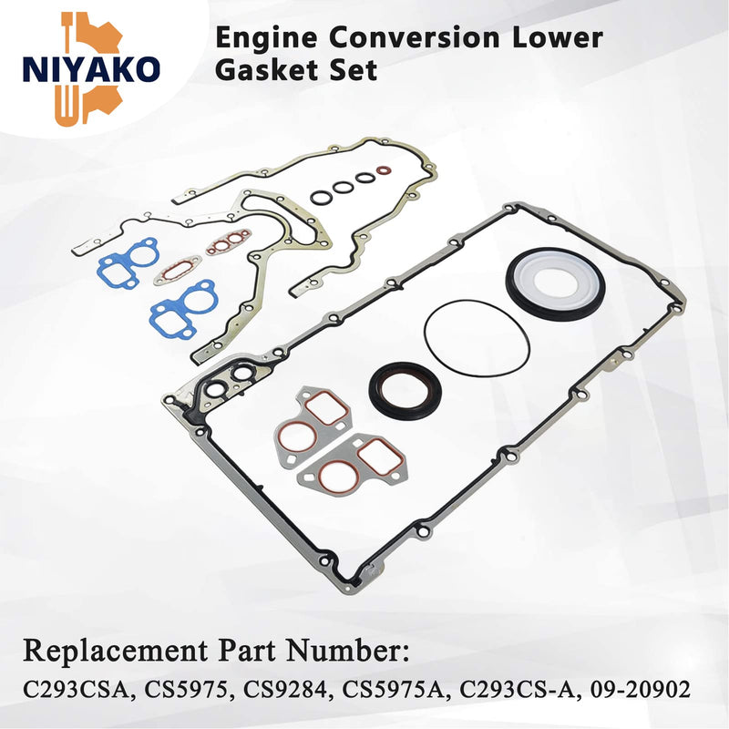 Engine Conversion Lower Gasket Set Replacement# CS9284 CS5975A C293CS-A CS5975 Fit 1997-2011 Chevy GMC C‘-adillac CTS Saab 5.7L 6.0L 6.2L