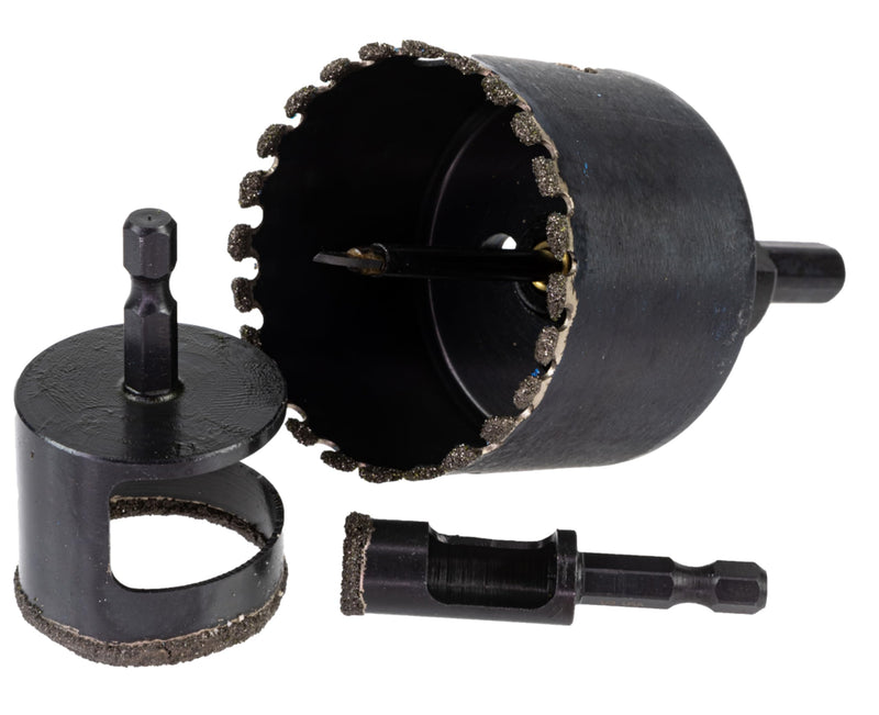 3-Piece Diamond Arbored Hole Saw Bit Set (3/16, 1/4, 1/2-Inch) 3 piece set