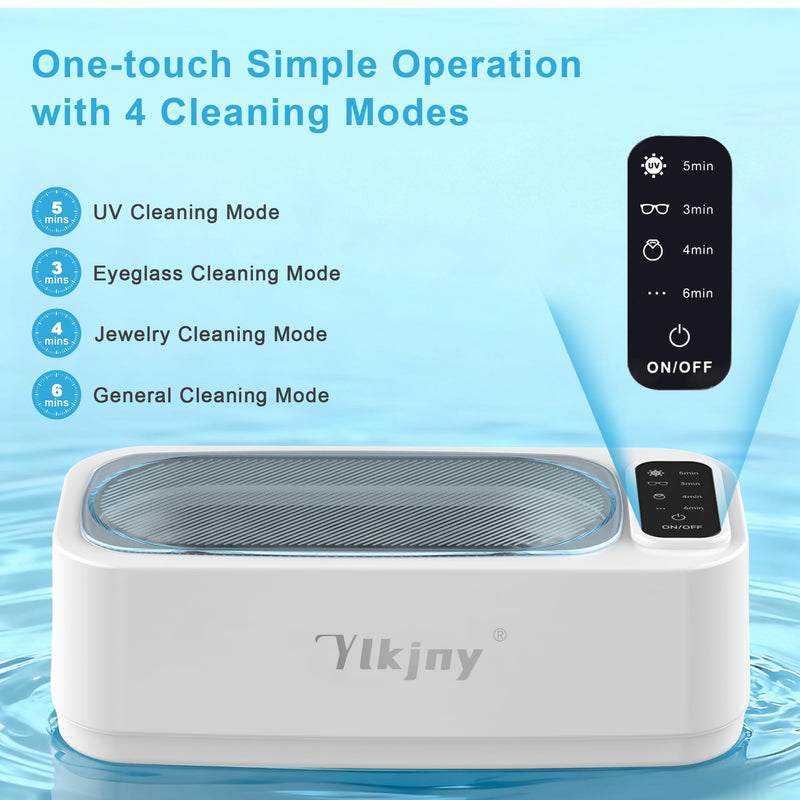 Ultrasonic Jewelry Cleaner, 55KHz 400ml Ultrasonic Cleaner with 4 Cleaning Modes & LED Light, Ideal for Jewelry Cleaner, Eyeglasses, Rings, Retainers, Silverware, Watches and Small Valuables