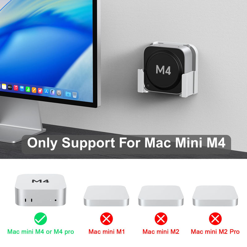 VESA Mount for Mac mini M4 with Storage Baskets – Wall & Monitor Mounting Bracket, Anti-Scratch & Non-Slip Design, Full Port Access, Compatible with VESA 75x75mm & 100x100mm, Not for M1/M2