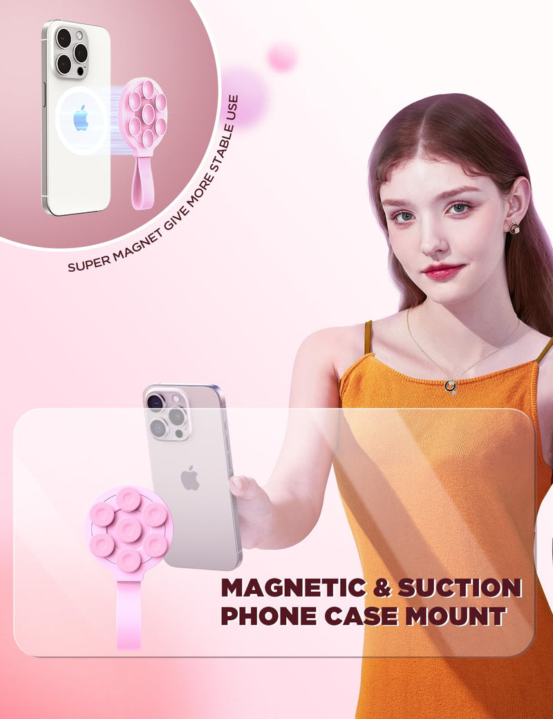 JOYROOM Magnetic Suction Phone Case Mount, Silicone Suction Cup Phone Grip Holder Stand for iPhone & Android, Hands-Free Cell Phone Accessory Holder for Selfies & Tiktok Videos