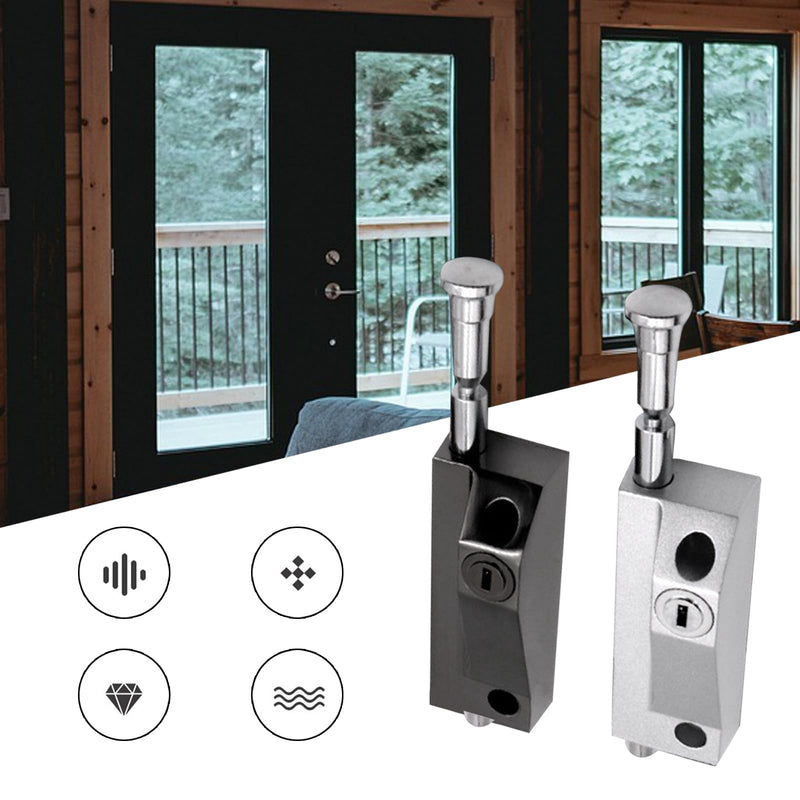 MY MIRONEY Black Sliding Door Lock for Window Glass Patio Doors Auxiliary Security Lock(Uses Yale Lock Keyway)