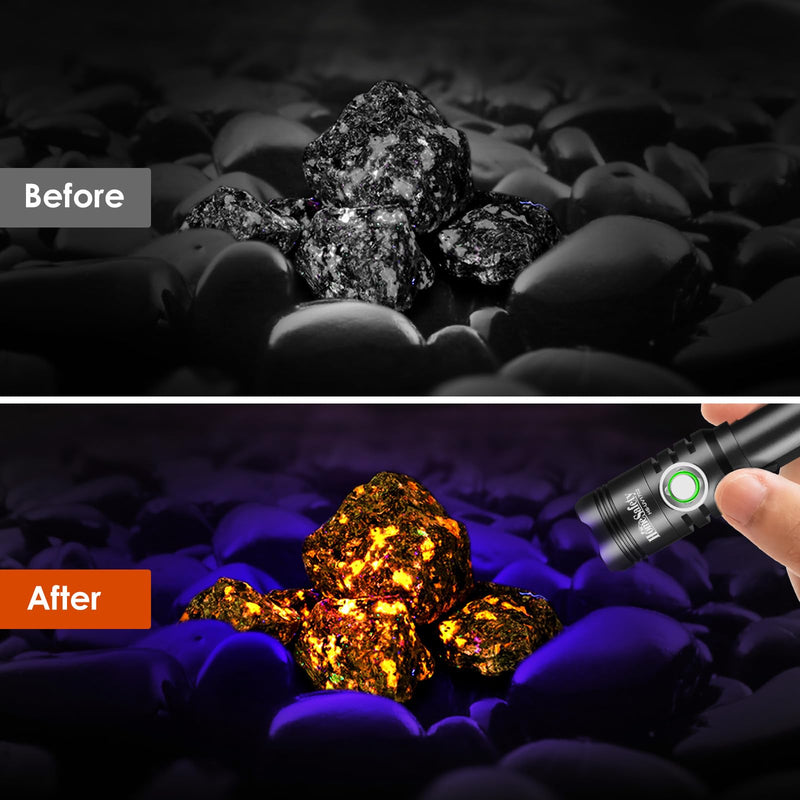 Home Safety 1702 365nm UV Flashlight Blacklight, High Power LED USB -C Rechargeable, Mini Portable Black Light for for Pet Urine Finding & Mineral, Antique Detection, Scorpion Search, etc 1702_UV 365nm