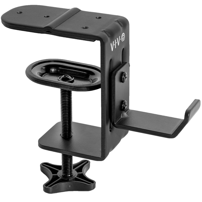 VIVO Steel Clamp-on Hook for Desktop and Desk Leg Mounting, Clip Holder for Office Accessories, Bags, Headphones, and More, Black, Mount-HLC1