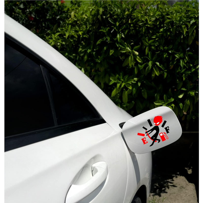 Funny Car Stickers, High Gas Consumption Decal, Angry Boy Adjusting Fuel Gauge, Fuel Gage Empty Stickers for Cars, Van, Trucks, Car Decals for Women Men 2pcs~5.1"