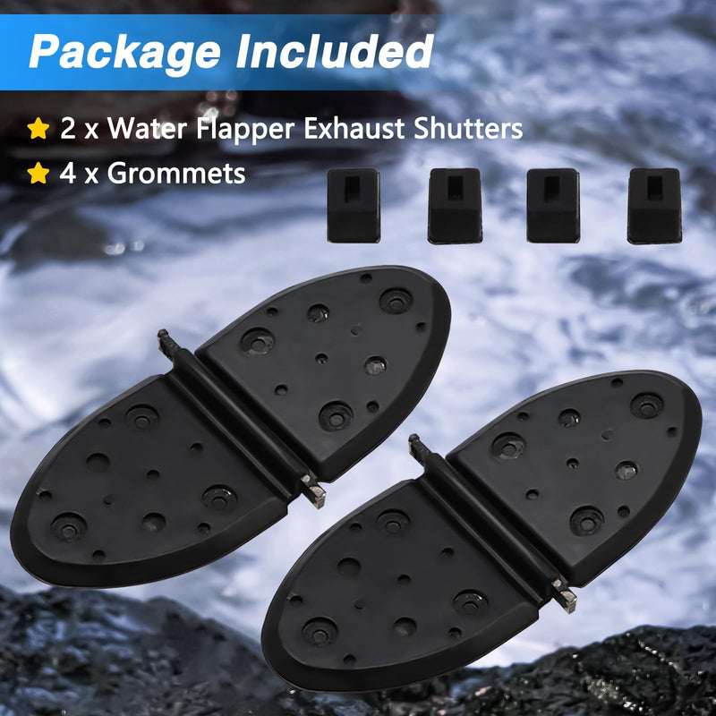 One Pair of Water Shutter Kit Exhaust Flapper Kit Compatible with MerCruiser Stern Drive 4.3L 5.0L 5.7L 5.8L 6.3L 7.4L 8.2L Engines 1998-UP Replace# 807166A1