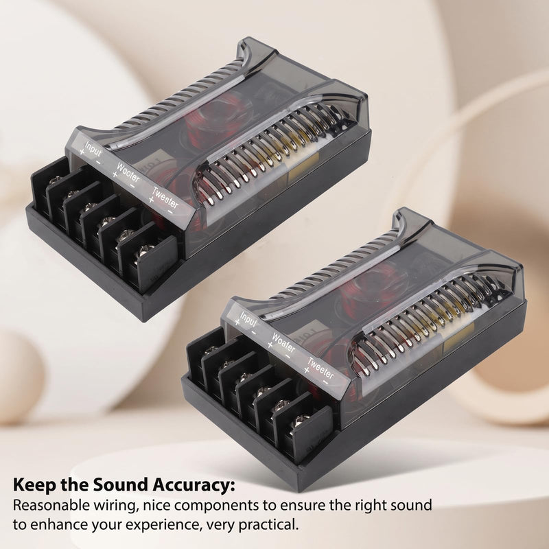 300 Watts 2 Way Crossover, 2Pcs Passive Crossover for Car Audio Tweeter & Speaker, Overcurrent Protection, Universal Heat Dissipation, 2-Way Speaker Frequency Divider