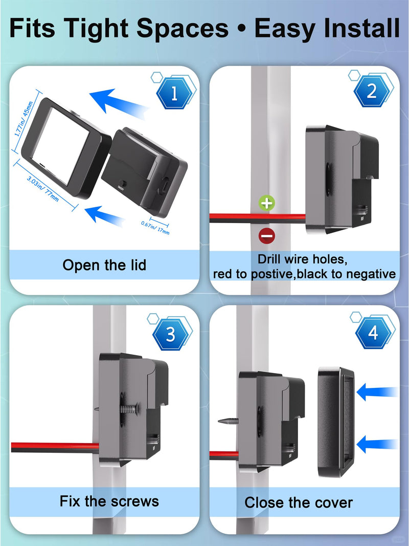 12V RV USB Outlet Wall Mount Panel: 40W 4 Ports USB Socket Car Charger | 3* 20W PD3.0 Type-C & 1* 18W QC3.0 Quick Charging with LED Light Power Switch for RV Truck Boat Golf Cart Marine Bus