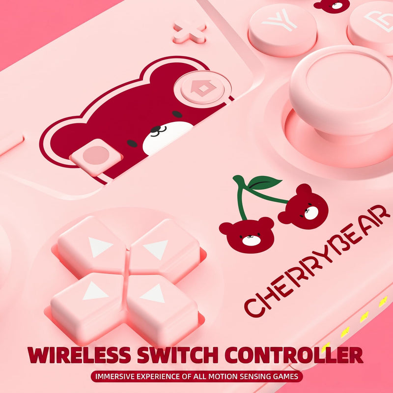 YKASEK Wireless Switch Pro Controller with Carrying Storage Case, Gamepad Remote for Switch Support NFC/Dual Vibration/Screenshot/Wake-up Function, Compatible with Switch/Switch Lite/OLED/PC, Pink