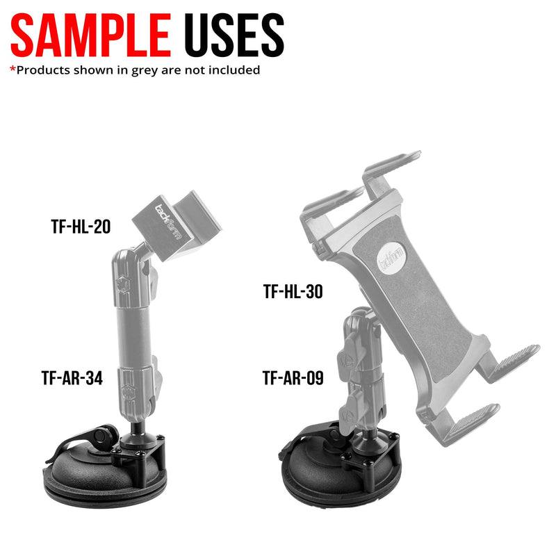 Tackform Heavy Duty Suction Cup Mount with 20mm Ball | Aluminum and ABS Plastic | Large 3.5" Suction Cup