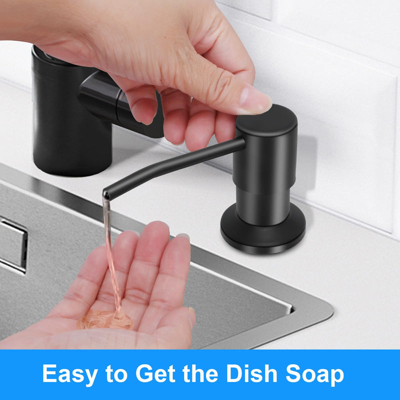 Soap Dispenser Kitchen Sink, Sink Soap Dispenser, 47" Extension Tube kit, Dish Soap Dispenser Pump, No Need More Refills (Black) Black