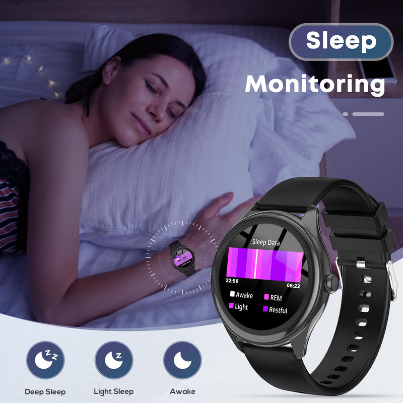 Smart Watch for Men, 1.39" HD Touchscreen Smartwatch with 120 Sports Modes, AI Voice Assistant, Heart Rate/Sleep Monitor, Bluetooth Call & Music Control Fitness Watch for iPhone/Android (Black) Black