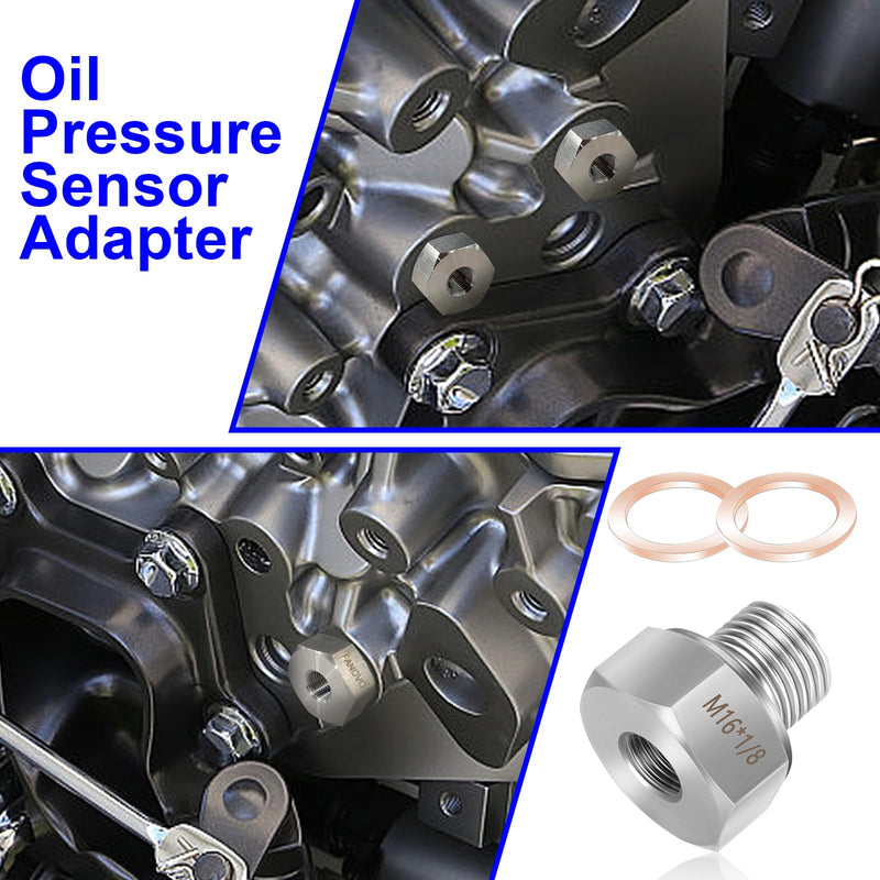 FANOVO LS Oil Pressure Adapter, M16 1.5 to 1/8 NPT LS Swap Oil Pressure Fitting, 304 Stainless Steel LS Swap Oil Pressure Adapter, for GM LS Series Engines LS1 LSX LS3 5.3L 6.0L 6.2L