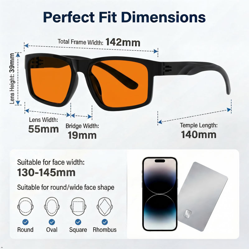 Eyekepper Amber Blue Light Blocking Glasses, Orange Tinted Lens Men Women | Green/Bluelight Blockers for Gaming/Sleep, Computer Screen Glare Blocker, Metalless Stylish Design, Screwless Spring Hinges Black