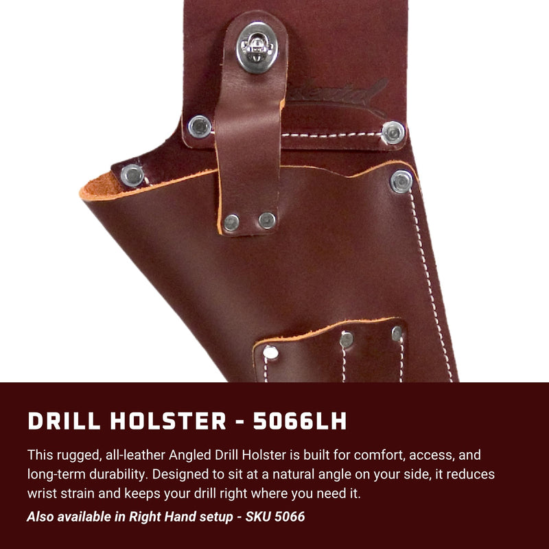 Occidental Leather Drill Holster - Fits Most Cordless Drills - 2 Bit Holders - Ergonomic Design - Made in USA Left Hand