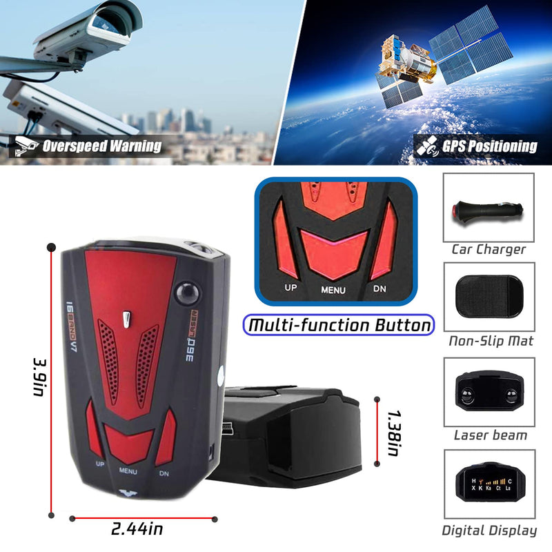 New Laser/Radar-Detectors Driving Aids for Cars - Long Range Detection, Mute Memory, Led Display, City/Highway Mode Detectors, Ideal Gifts for Cars (Red)