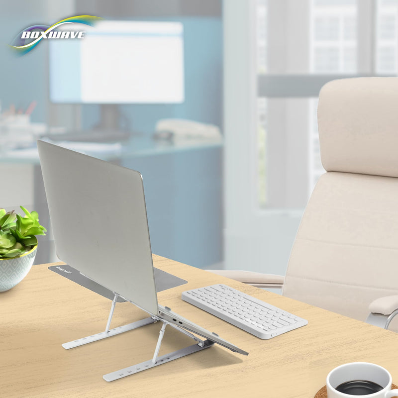 BoxWave Stand and Mount Compatible with ASUS ROG Strix Scar 17 (G733) - Compact QuickSwitch Stand, Portable Multi Angle Viewing Foldable Riser - Metallic Silver