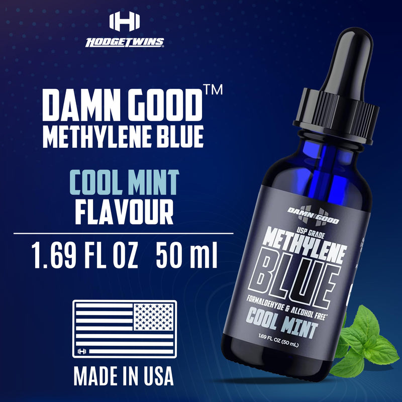The Hodge Twins Damn Good Methylene Blue Drops – Pharmaceutical-Grade Energy Support Methylene Blue Supplement – Refreshing Potent Blue Drops for Men & Women - Cool Mint Flavoured