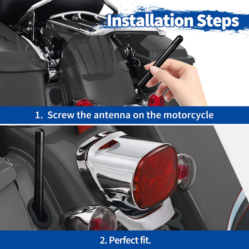 Bingfu Motorcycle Carbon Fiber Antenna Mast Replacement Compatible with 1989-2023 Road King Softail Touring Street Glide Road Glide Fat Boy Electra Glide Tour Ultra Classic 1-Pack